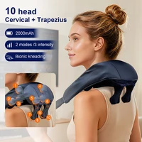 Strong 10-Heads Hand Pinching Neck And Shoulder Massager Wireless Trapezius Back Waist Neck Cervical Kneading Massage Shawl 1