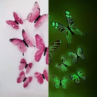 12Pcs Fashion 3D Luminous Butterfly Wall Stickers Creative DIY Wall Stickers Modern Wall Art Home Decor Gift pegatinas de pared