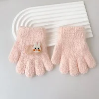 Winter Knitted Gloves Cartoon Warm Mittens Toddlers Outdoor Cartoon Pattern Cute Gloves for Child Kids Baby Girls Boys 1-3Y 4
