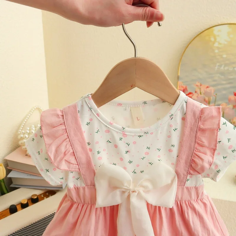 Baby Girl Dresses Summer Floral Bow Girl Dresses Cute Cotton Short