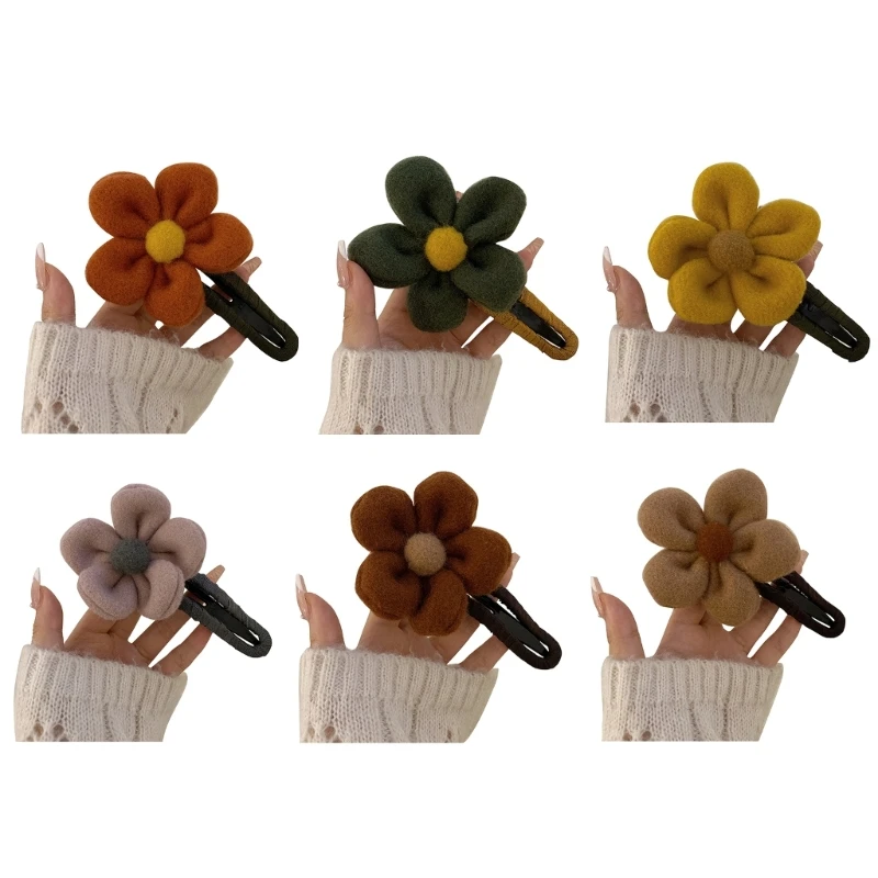 Harajuku Cloth Flower Decor Hairpin for Women Sweet Cute Girly Charm Hair Clip Aesthetics Y2k Style Hair Accessories