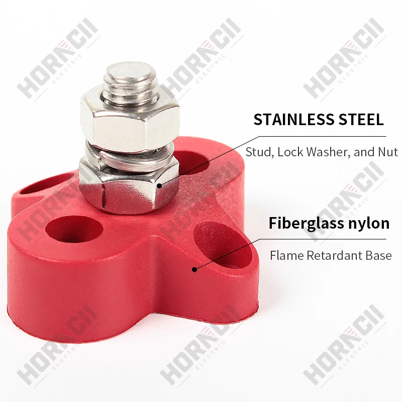 Wire Connectors Busbar Connector Terminal Block Stud M6 M8 M10 DC 48V Busbar Terminal Stud Positive Negative Junction Fixed Wiring Bolt For Truck RV Ship Boat