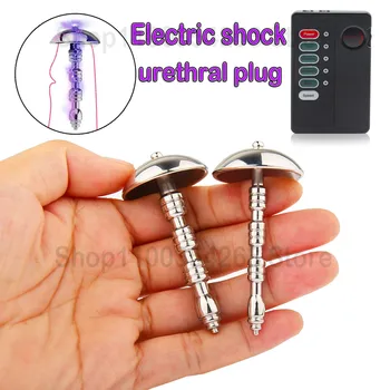 New Electric Shock Urethral Plug Stainless steel Penis Plug Male Masturbators Urethral Catheter Sex Toy For Men Penis Stimulator 1
