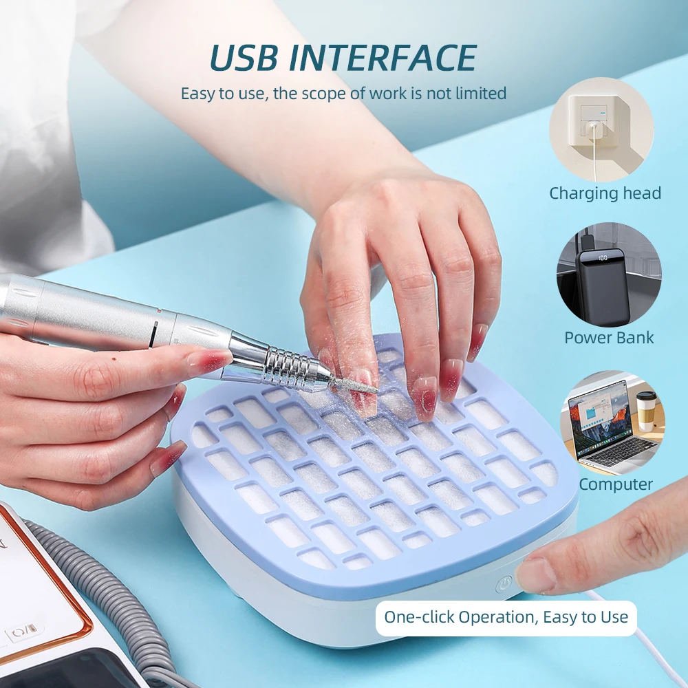 Mini Nail Dust Collector Nail Powder Vacumm Cleaner with 10pcs Filter Cotton Manicure Tools For Collecting Nail glue Removal Pow