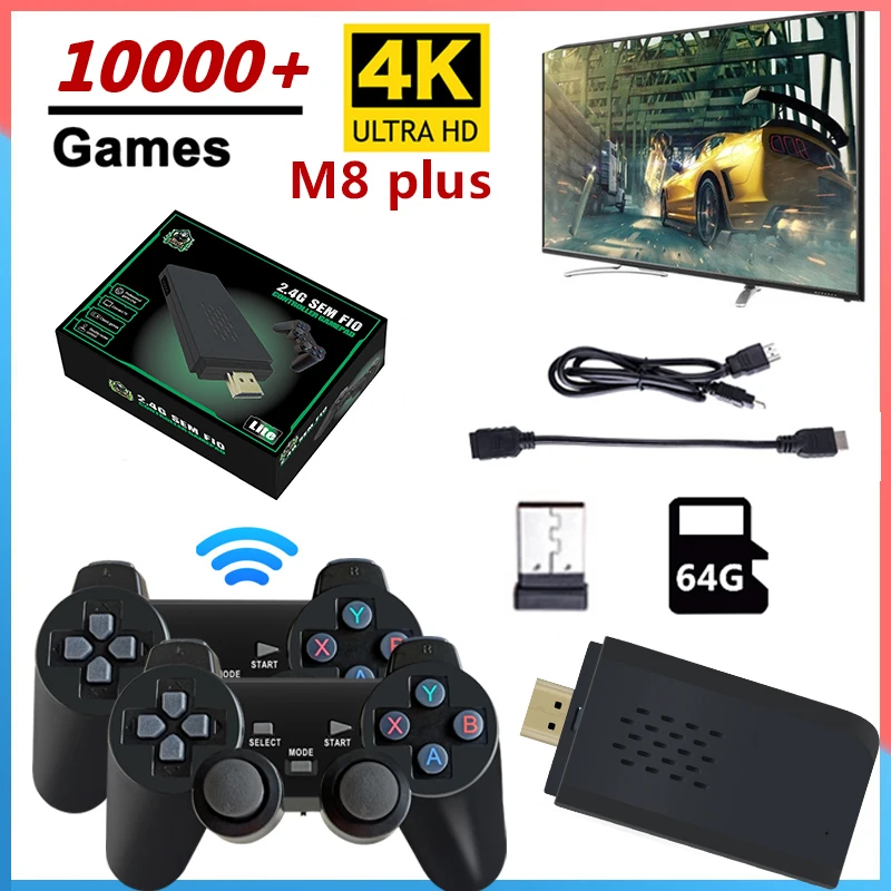 Dropship Wireless Retro Game Console; Plug & Play Video TV Game Stick With  10000+ Games Built-in; 64G; 9 Emulators; 4K HDMI Output For TV With Dual  2.4G Wireless Controllers to Sell Online