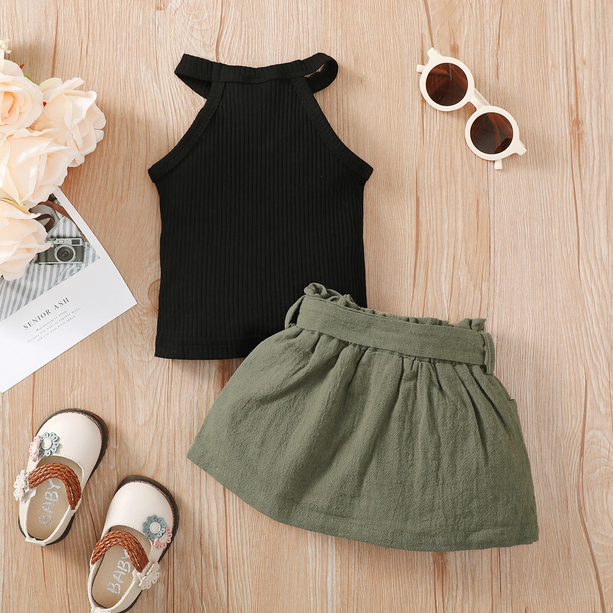 Girls’ Off-Shoulder Top & Skirt Set 6