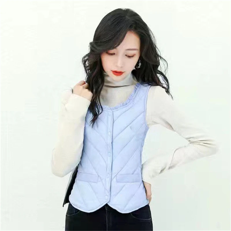 

Oversize Down Waistcoat Coat Autumn Winter Women Warm Light White Duck Down Vest Parkas Female Slim Short Sleeveless Tank Jacket