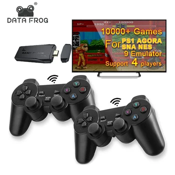 Data Frog-Y3 Lite 10000 게임 4K 게임 스틱 TV 비디오 게임 콘솔, PS1/SNES/SEGA 9 에뮬레이터 레트로 콘솔용 무선 컨트롤러