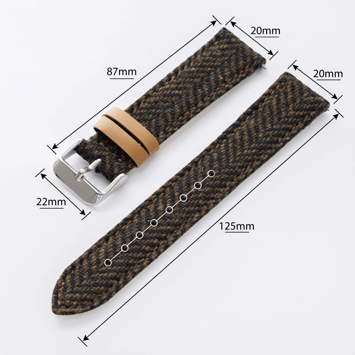 Vintage Weave Leather Nylon Quick Release Watch Band - Universal Replacement Wristband