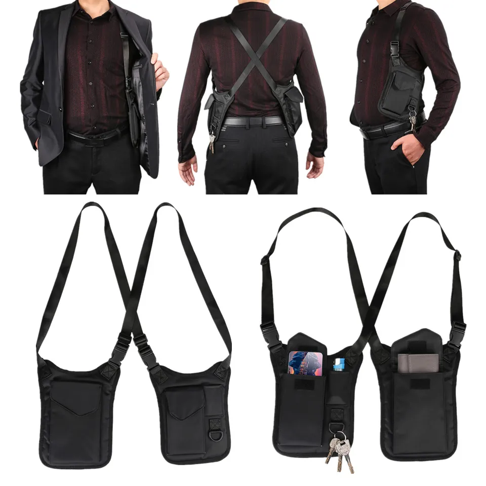 Sangle Tactique Sac Tactique Antivol à Double Bandoulière Et à Poches Multiples Pour Homme Holster Portefeuille