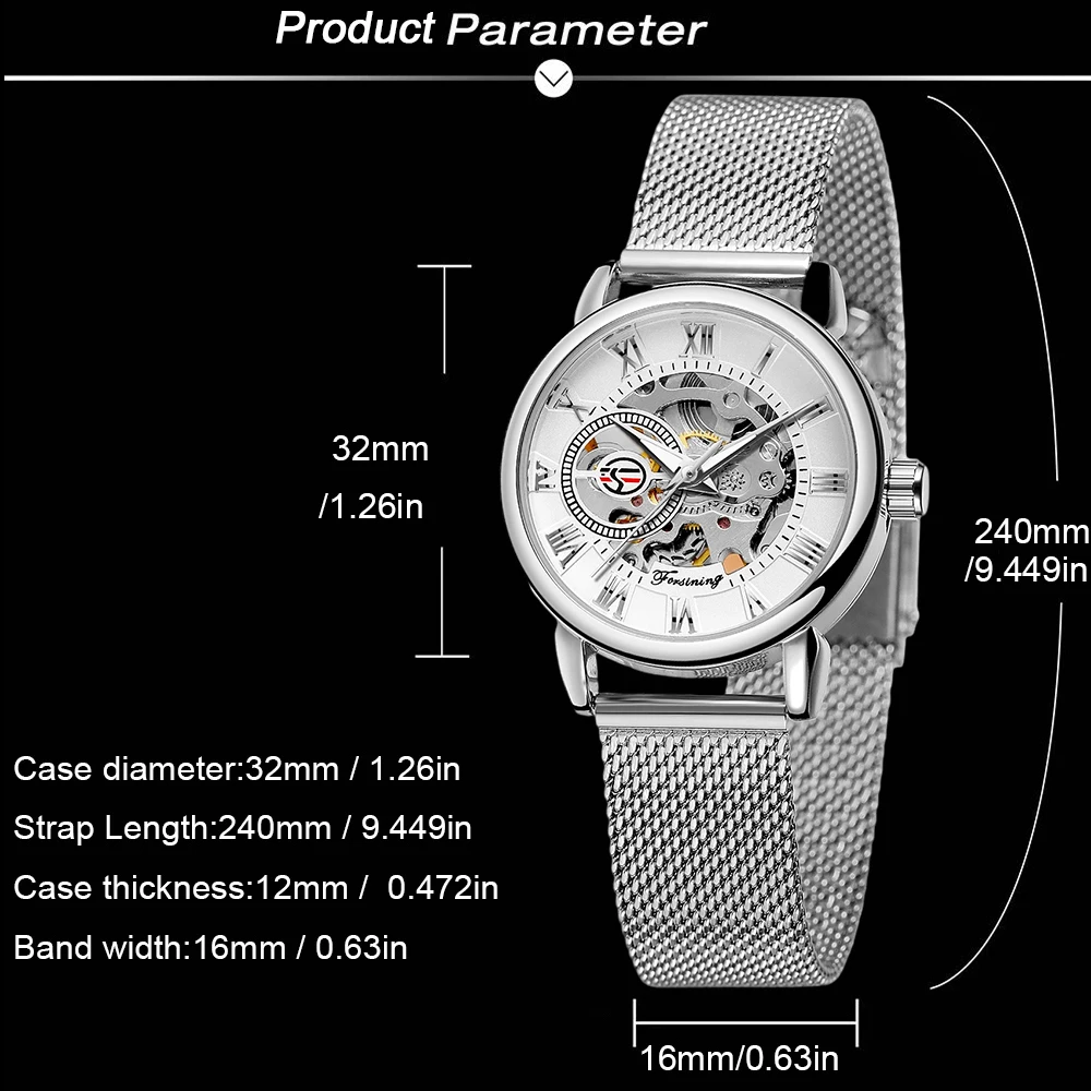 FORSINING Classic Luxury Elegant Womens Watches Skeleton Hand Wind Mechanical Watch Roman Numerals Exquisite Hollow Ladies Clock_voghion.com