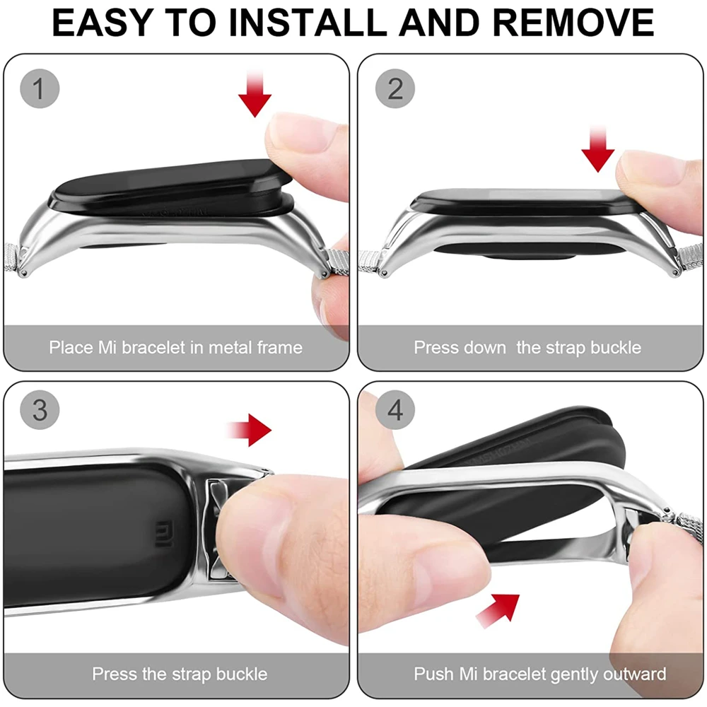 Essidi New Leather Bracelet Band With Case For Xiaomi Mi Band 8 7 6 5 4 3 Women Men Watch Wrist Strap Correa For Mi Band 7 8