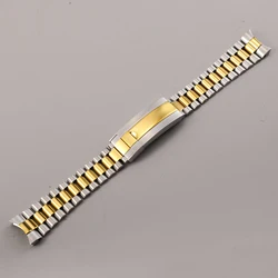 Presidential Stainless Steel Watch Case with Solid Strap & Deployment Clasp - 20mm (Steel Gold)