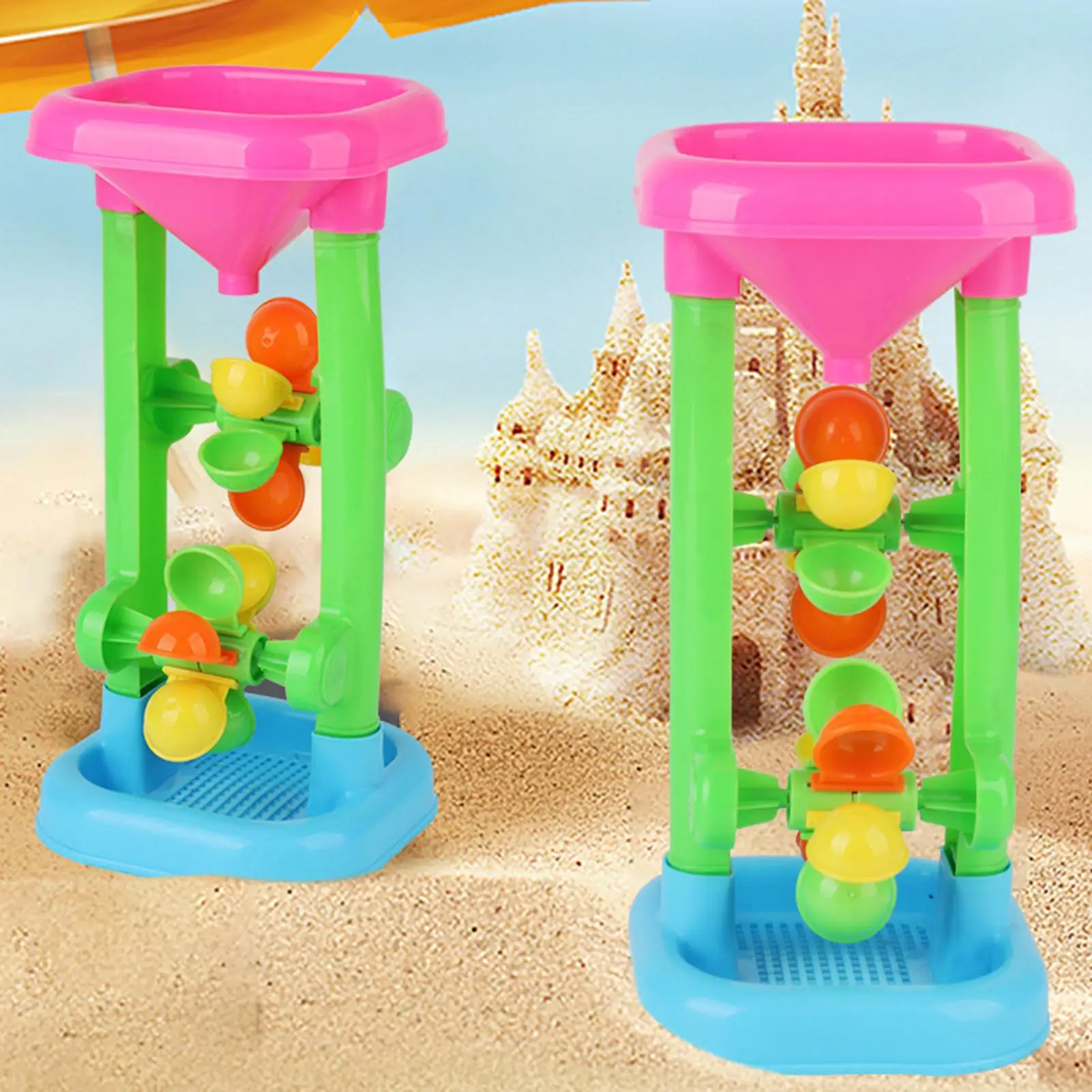 플라스틱 어린이용 해변 모래놀이 장난감 야외 해변 모래시계 물 여과 깔때기 여름 해변 모래 테이블 물레방아 장난감 세트