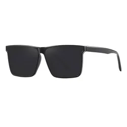 Premium Men's UV Protection Square Frame Sunglasses - New 2025 Fashion Style (Black)
