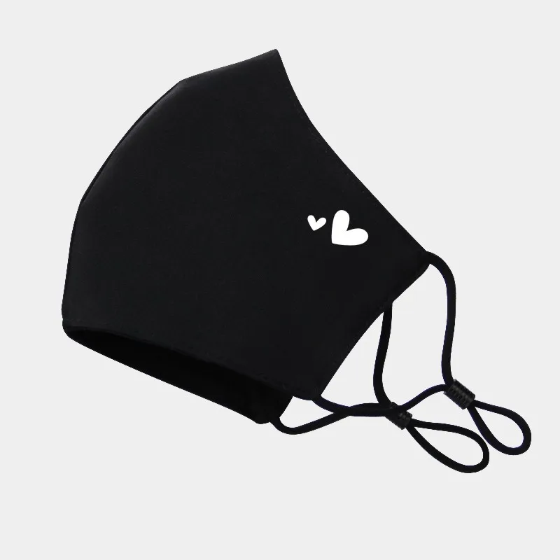 1pc Printed Mask Pure Cotton Black Mask Men's And Women's Dust And Sun Protection Autumn Winter Warm Cold Resistant