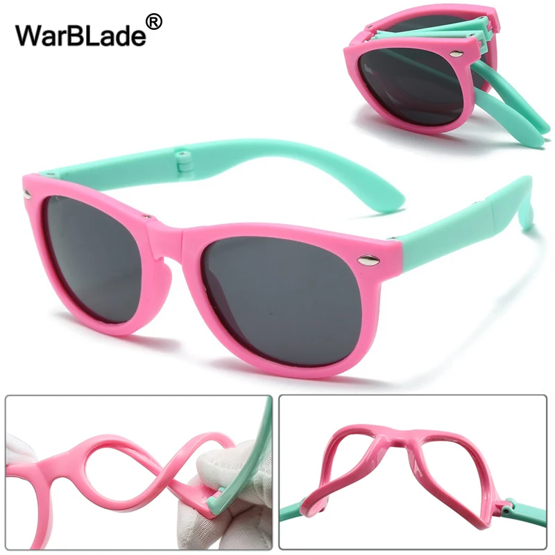 WarBlade Polarized Folding Kids Sunglasses Fashion Foldable Silicone Flexible Children Glasses UV400 Boys Girl Baby Eyewear polarized sunglasses,kids sunglasses,foldable glasses