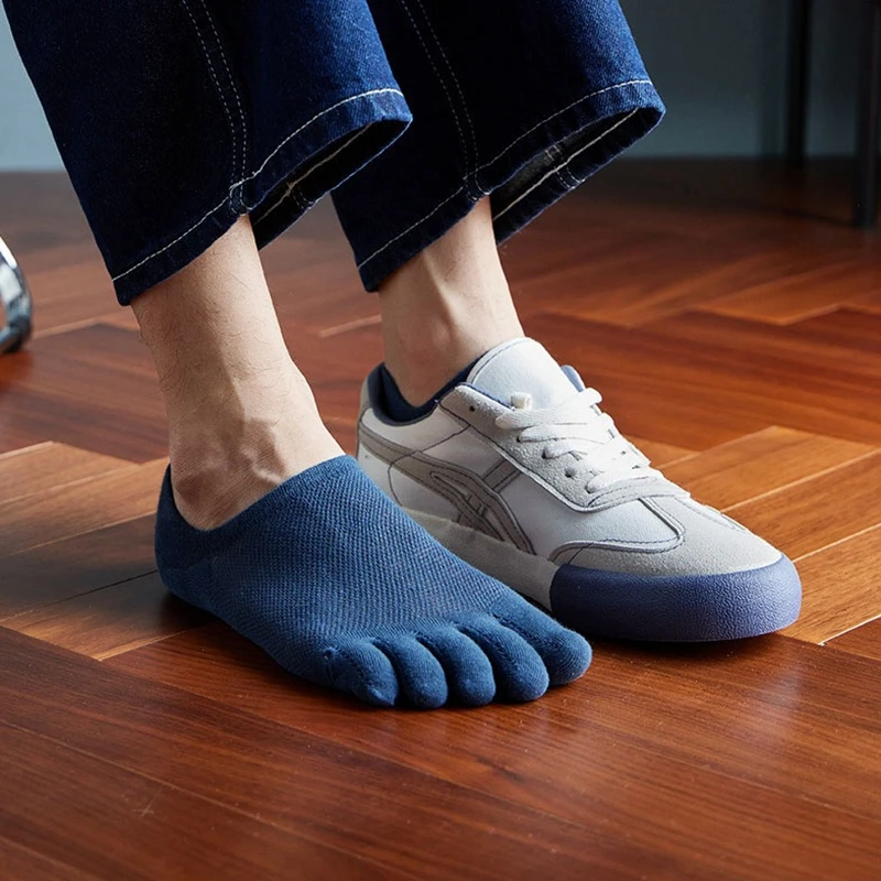 Men's Toe Crew Socks Breathable Cotton Sports Running Ankle Cotton Short Five Fingers Socks