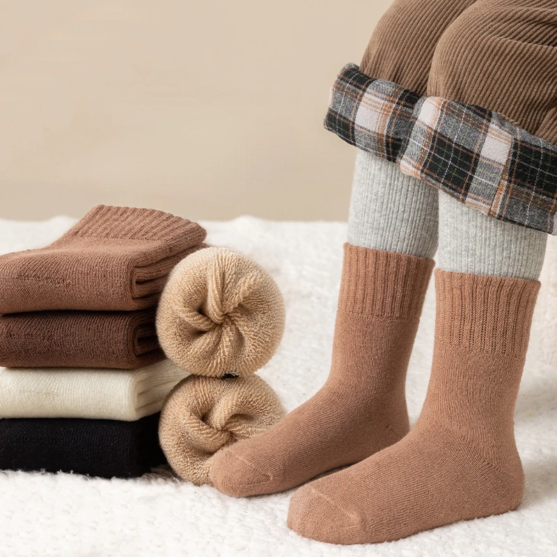 Kids Socks 5 Pairs/Lot Cotton Thick Keep Warm Terry-loop For 1-12 Years Baby Boys and Girls