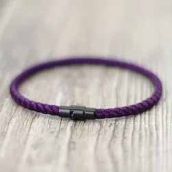 Premium Red Braided Bracelet - M 19.5cm 7.7Inch (Purple)