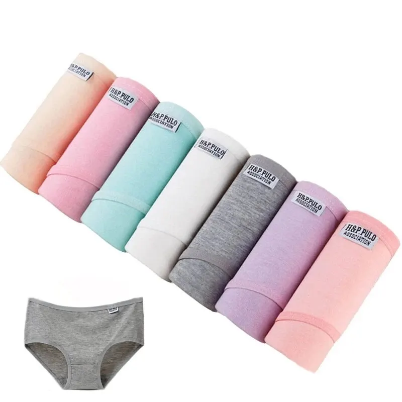 6 Pieces Summer Women Pure Color High Waist Underwear 3 main image 0