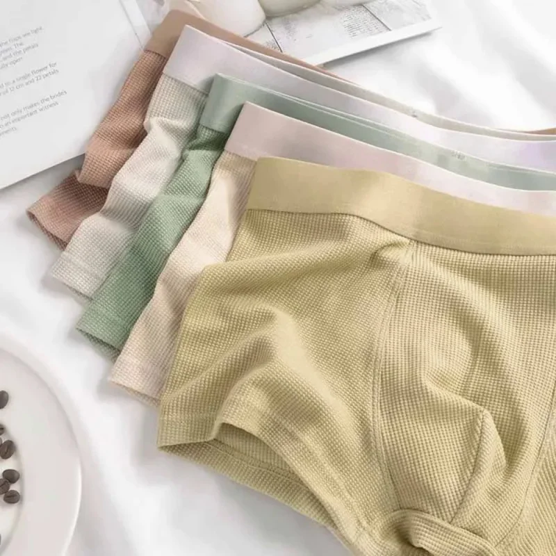 Waffle Modal Cotton Bottoms Panties Solid Men's U Convex Pouch Underwear Youth Boxer Shorts Boys' Breathable Underwear Aro Pants