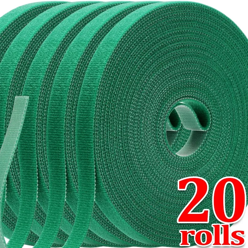 

20/1Rolls Plant Ties Nylon Plant Bandage Green Garden Twine Hooks Loop Bamboo Cane Wrap Support Holder Home Garden Accessories