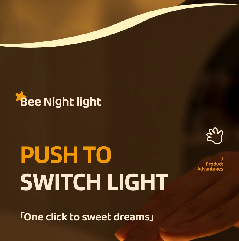 LED Night Lights Bee Creative Bedside Room Decoration Atmosphere LED Light Desk Lamp Nightlight for Kids Christmas Birthday Gift