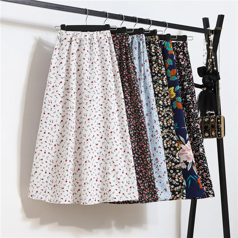 plaid skirt 2022 Spring New Women's Skirt High Waist Floral Skirt Long Ladies Commuter Bag Hip A-line Skirt Korean Fashion Clothing Skirt skirt top