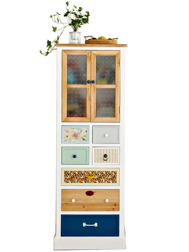 

Комод из массива дерева с пасторальной росписью, высокий шкаф, угловой шкаф для гостиной, шкафчик разных цветов