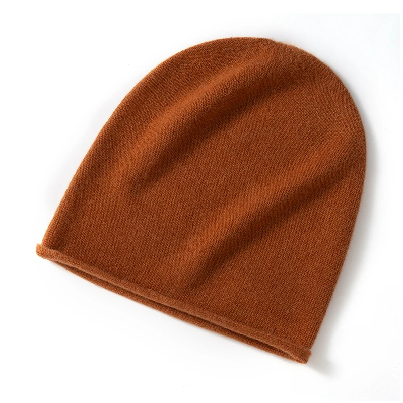 Women Hats 2025 Winter New 100% Cashmere Knitted Headgears Soft Warm Hat Outdoor Casual Thicken Girl Cap Lady Cap 6 Colors - 2
