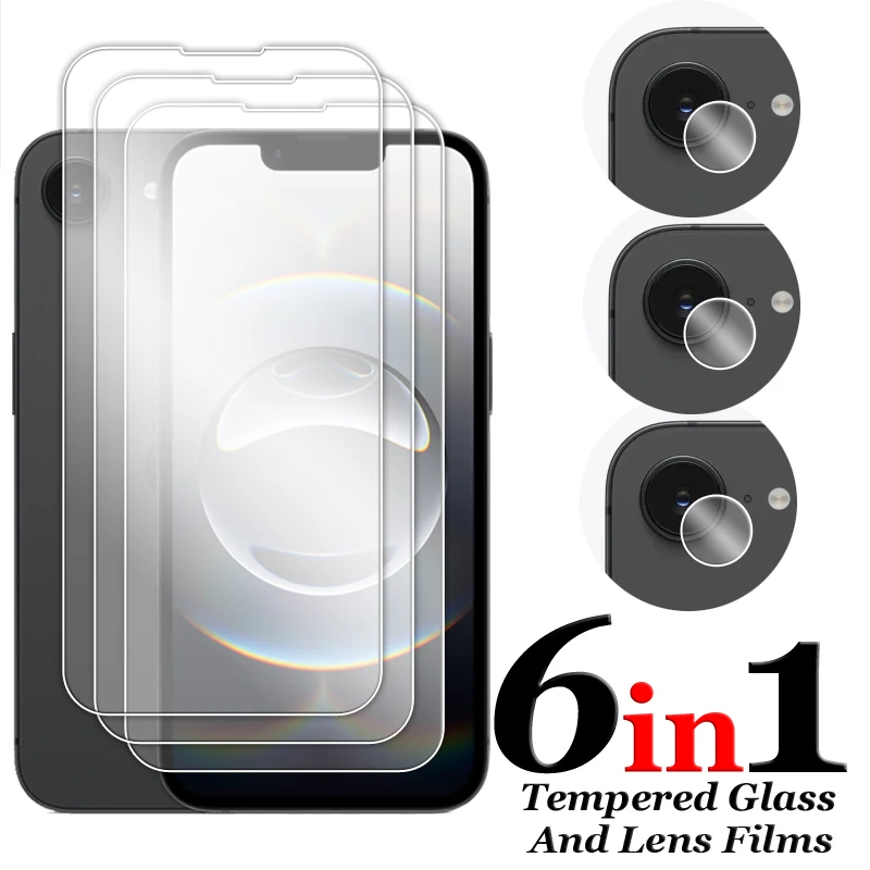 Clear Full Glue Tempered Glass Screen Protector with Lens Film - 6.1 Inch Display