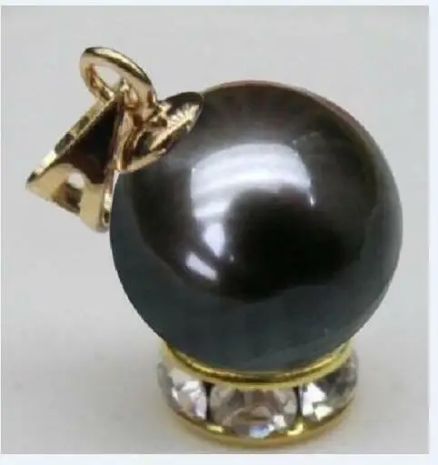 

GENUINE AAAA 9MM NATURAL TAHAITIAN BLACK PEARL PENDANT NECKLACE 18"