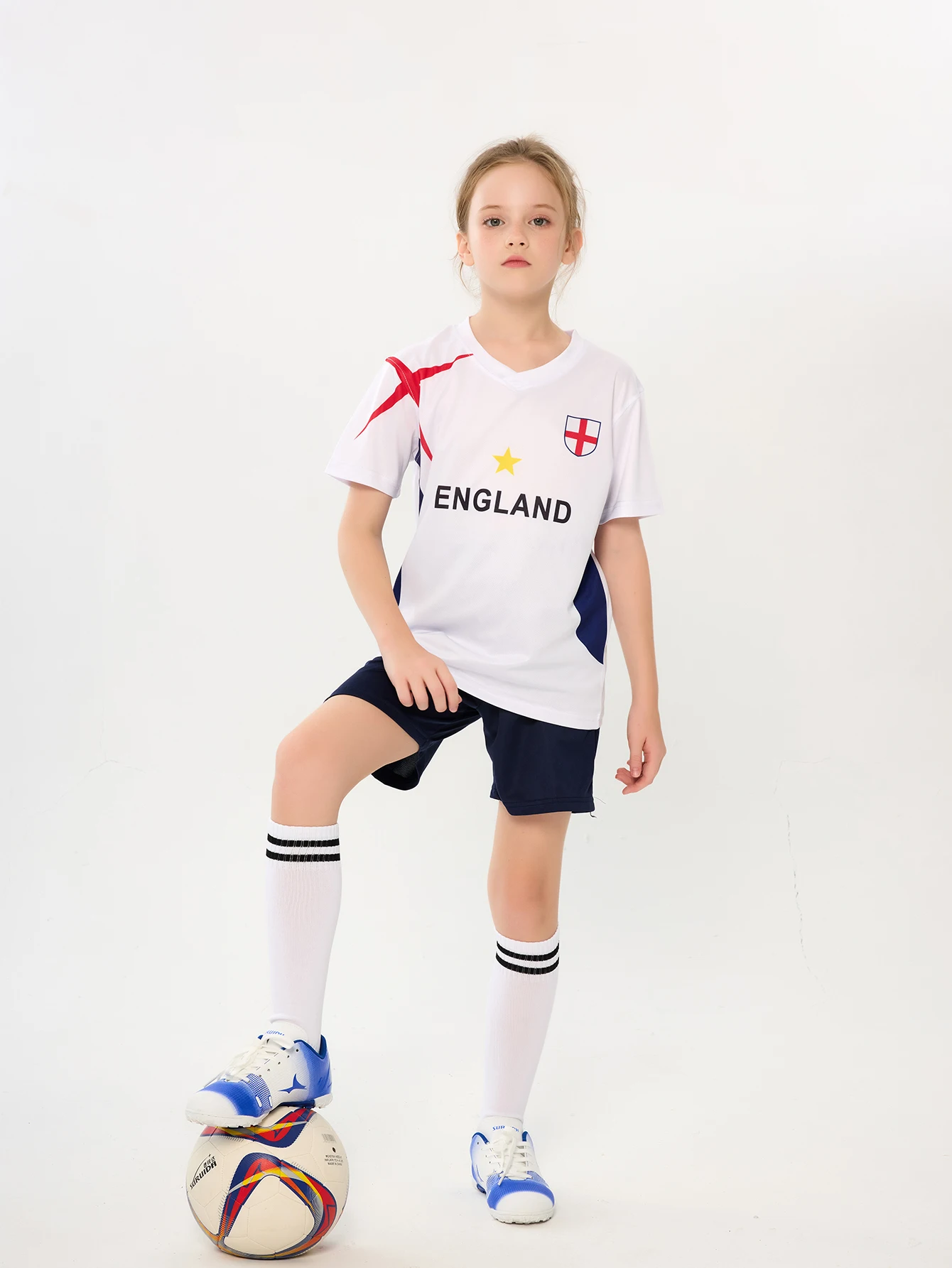 Suruida 24/25 Children England Soccer Jersey Quick-drying Boys and Girls Football Suits Kids sport wear