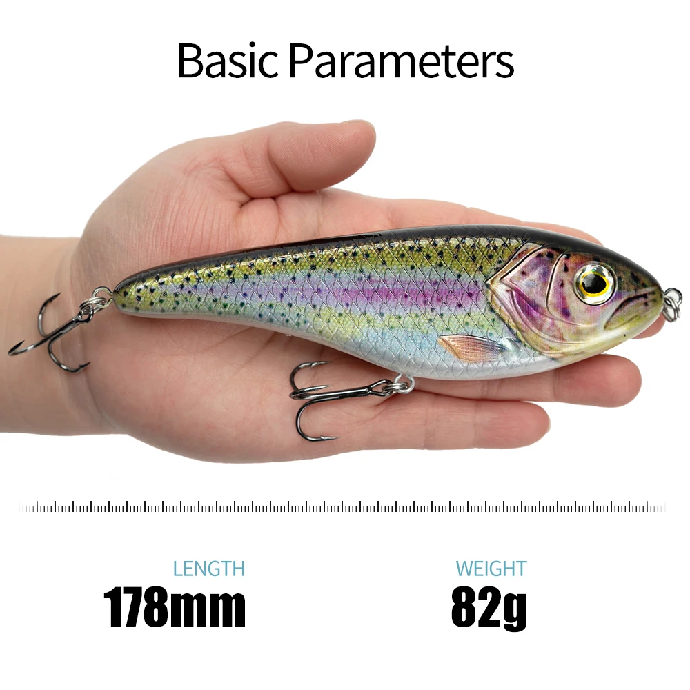 Fishing Lure Set 6pcs/lot 15cm 81g Jerk Bait Slow Sinking VIB Fishing lures  Bionic Bait For Ocean lake With NO.2 Hooks 3D eyes