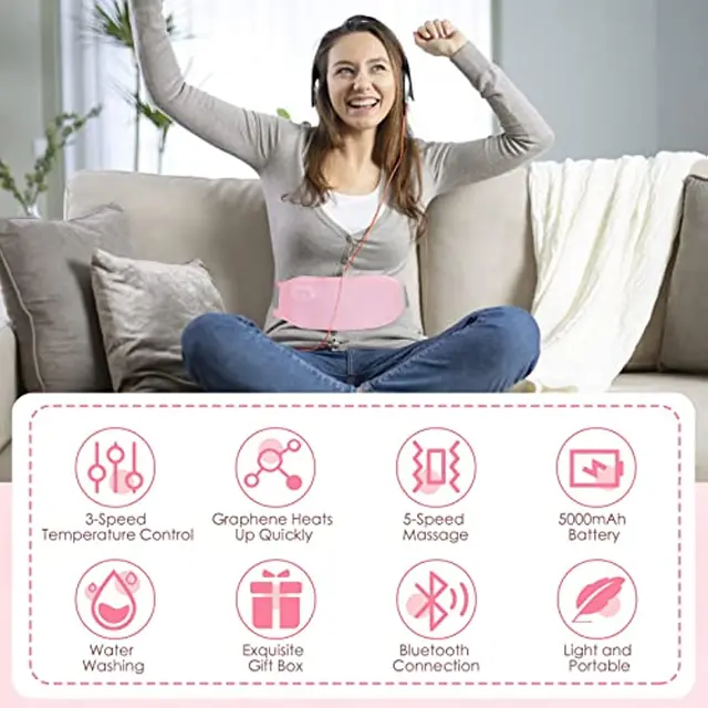 5000Mah Akkumulátor Újratölthető Elektromos Fűtőfűrészpárnák Forró Övek Derék Gyomor Hasi Has Menstruációs Melegebb Hátfájás Enyhítés - Image 2