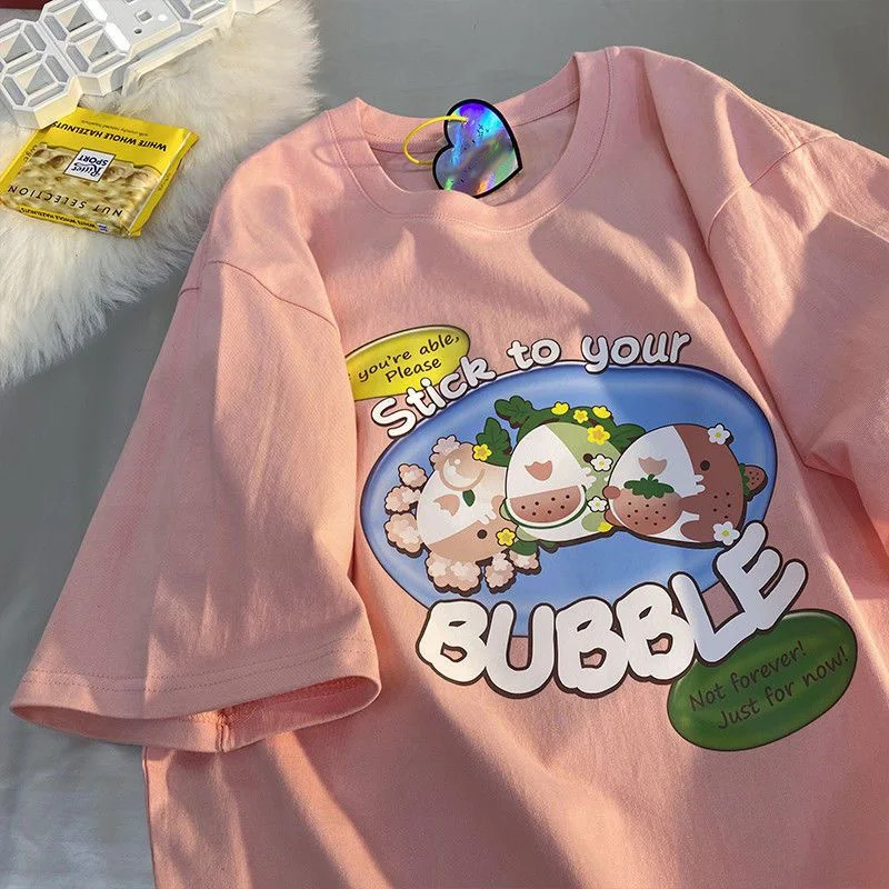 Fruit Print Women T shirt 100 Cotton Summer Harajuku Y2K Tshirt