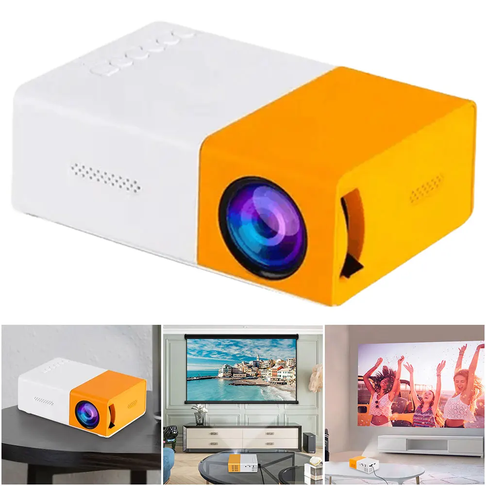 지지대 HDMI USB AV TF 카드 휴대용 미니 포켓 프로젝터, 홈 시어터용 야외 비디오 영화 프로젝터