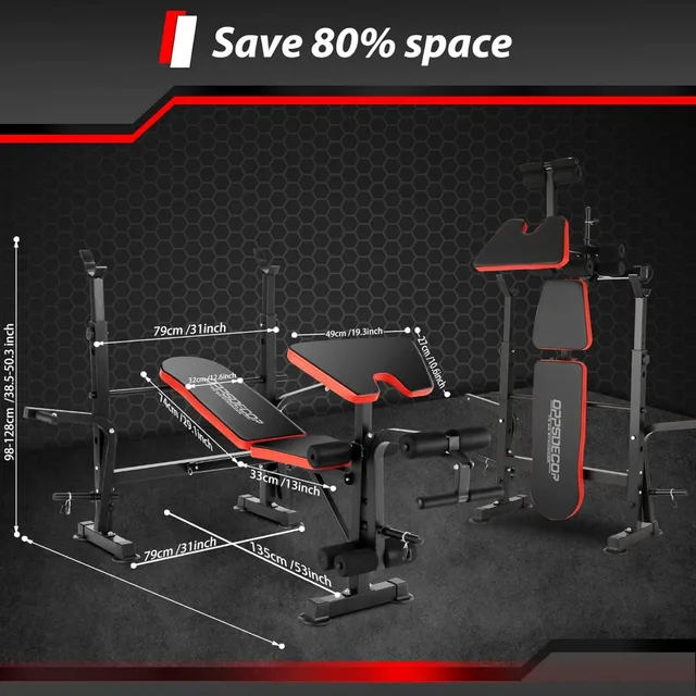 6 in 1 660lbs Weight Bench Set with Bench Press Set with Barbell Rack，Adjustable Incline Strength Training Workout Bench 5