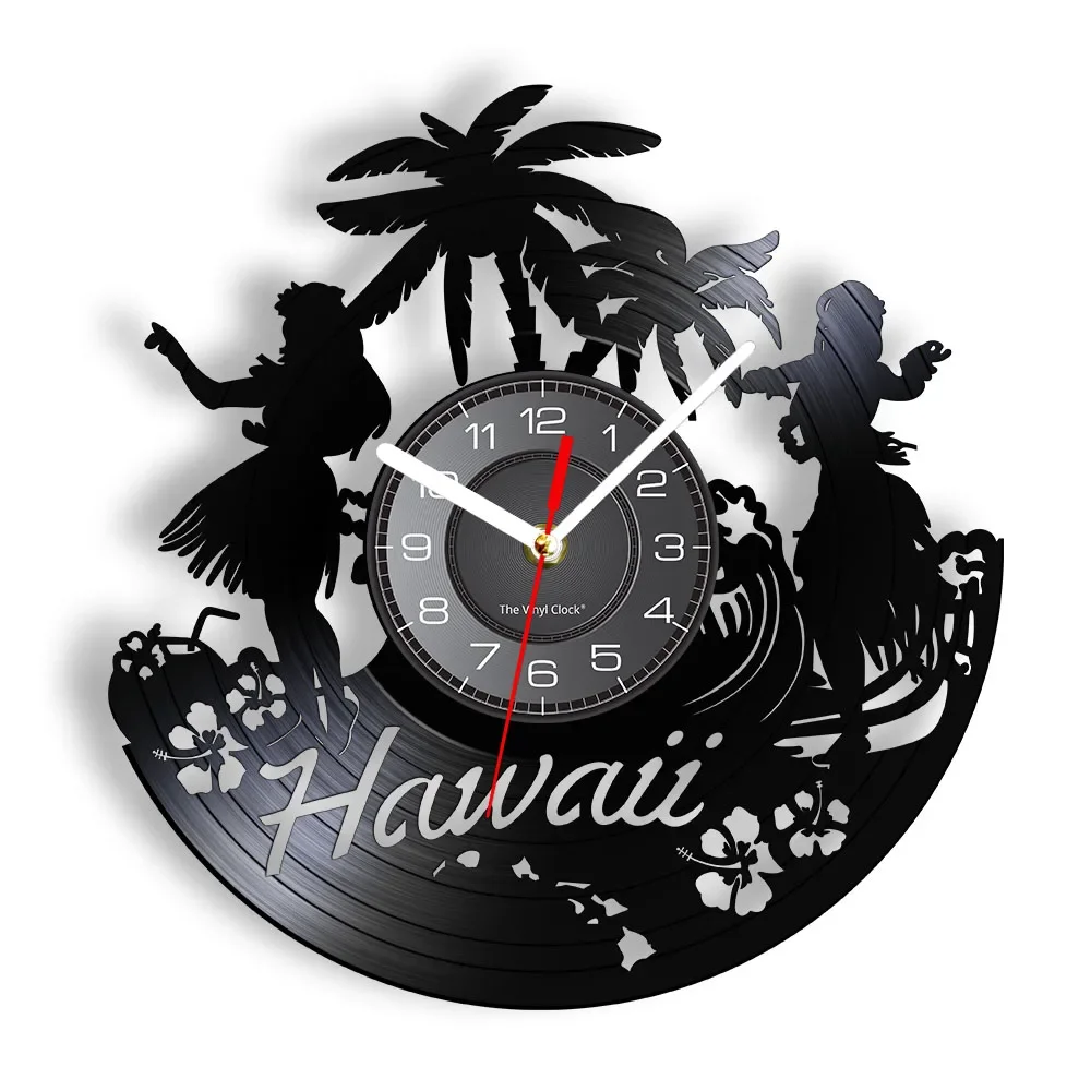 HawaiiWallClockHawaiianLuauPartyWallArtHomeDecorVinylRecord