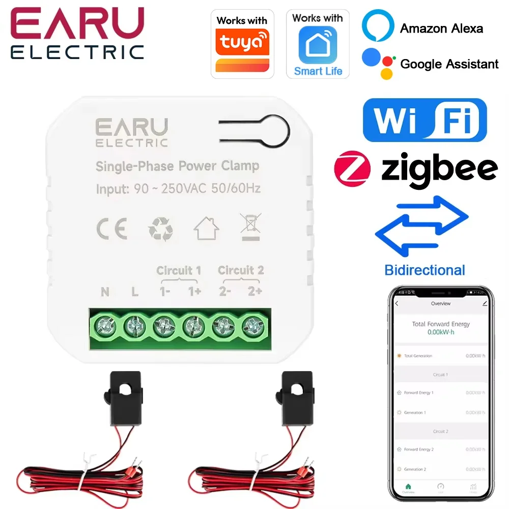 Tuya Smart ZigBee WiFi Energie Meter Solar PV System Strom Produktion Verbrauch Bidirektionale Überwachung Meter APP Steuerung CT