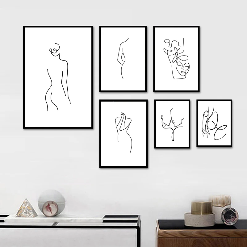 

Nordic Style Love Body Quote Poster Minimalist Wall Art Pictures Girl Home Decorative Canvas Painting Abstract Line Room Decor