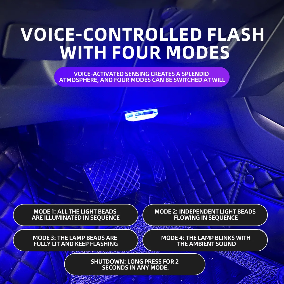 Multicolor Voice-Controlled LED Interior Ambient Lights