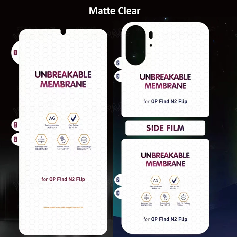 3-in-1 Matte Hydrogel Film Screen Protector - Soft Frosted HD Transparent, Anti-Fingerprint