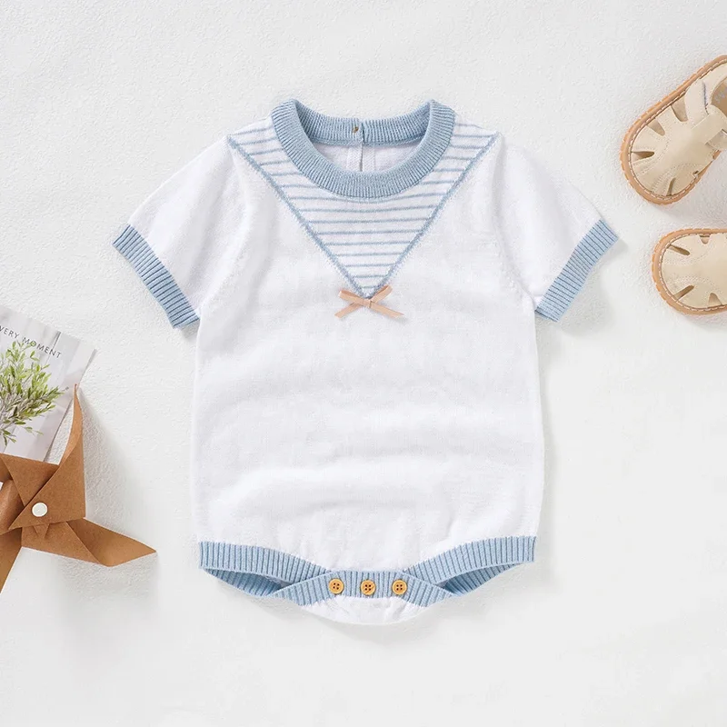 

Baby Bodysuit 100%Cotton Knit Newborn Girl Boy Jumpsuit Fashion Navy Style Infant Toddler Clothes Short Sleeve Summer Top Overal