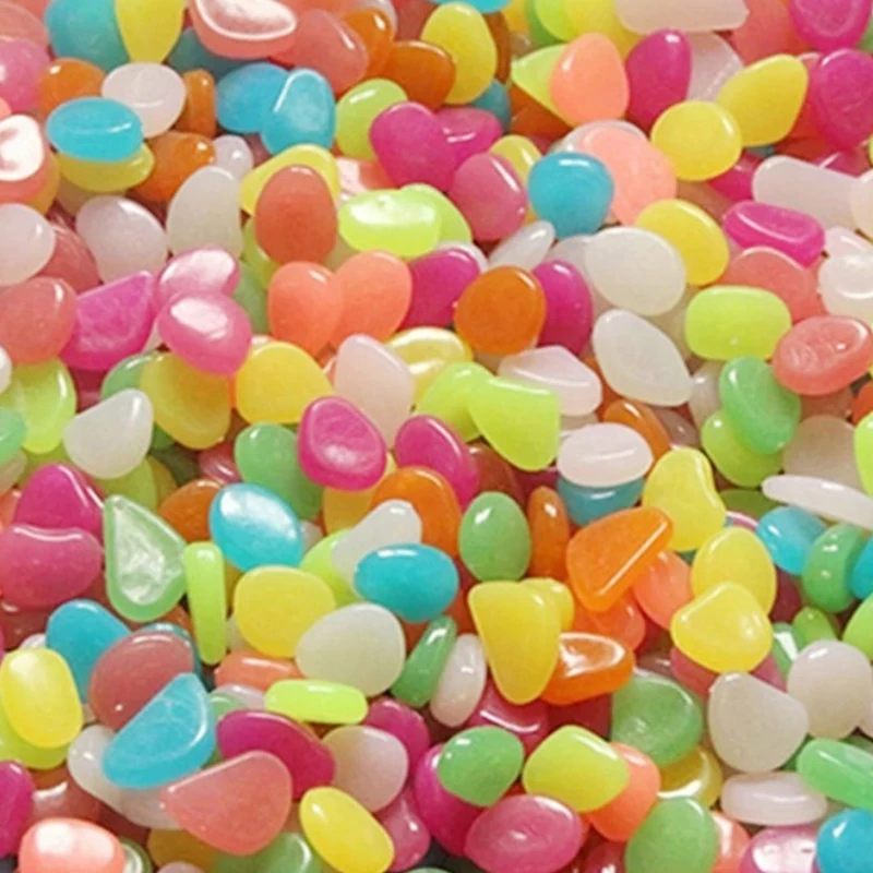 Glow Stones 100Pcs/Bag Mixed Color Outdoor Luminous Stones Glow In Dark Garden Pebbles Fish Tank Decoration