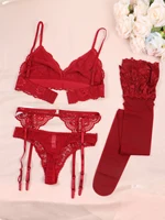Varsbaby Ensembles de soutien-gorge en dentelle pour femme Soutien-gorge non rembourré Bas jarretelles Sous-vêtements d'été Lingerie sexy 2