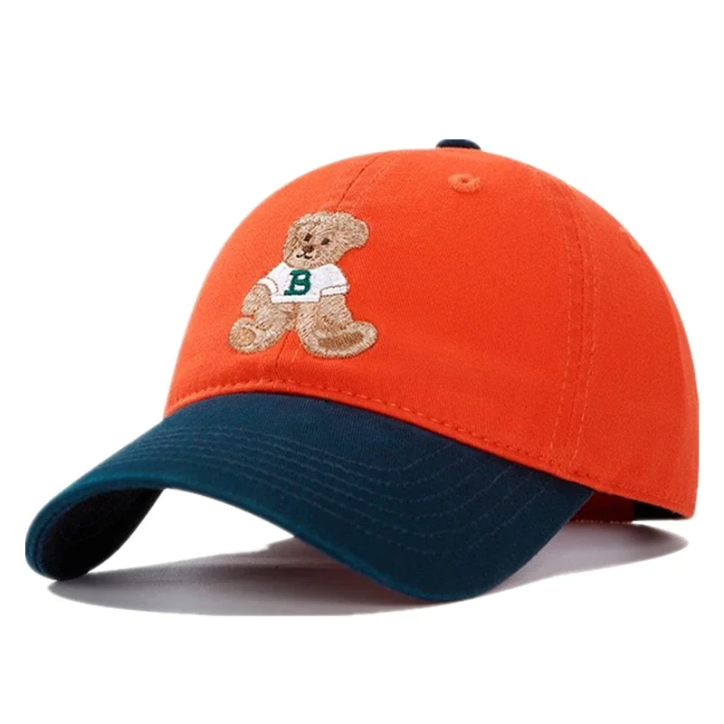 New Style Unisex Cotton Baseball Cap with Lovely Bear Embroidery Outdoor Sports Dad Hat Adjustable for Men And Women