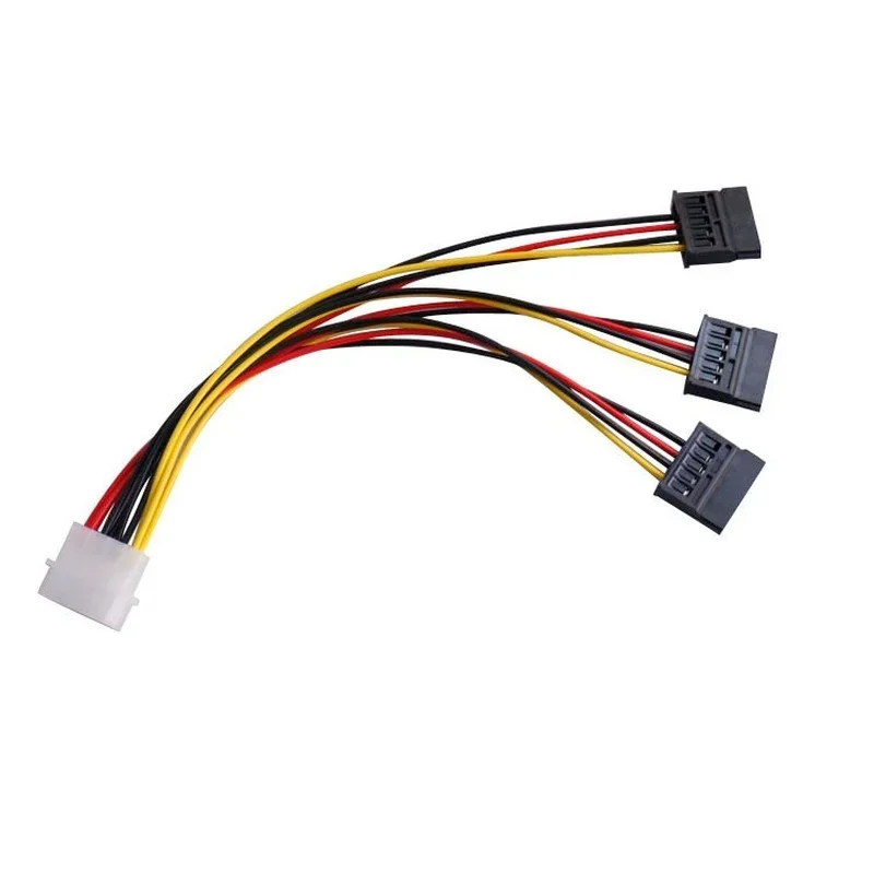 SATA Adapter Cable IDE 4Pin Male To 3 Port SATA Female Splitter Hard Drive Power Supply Cable 22cm