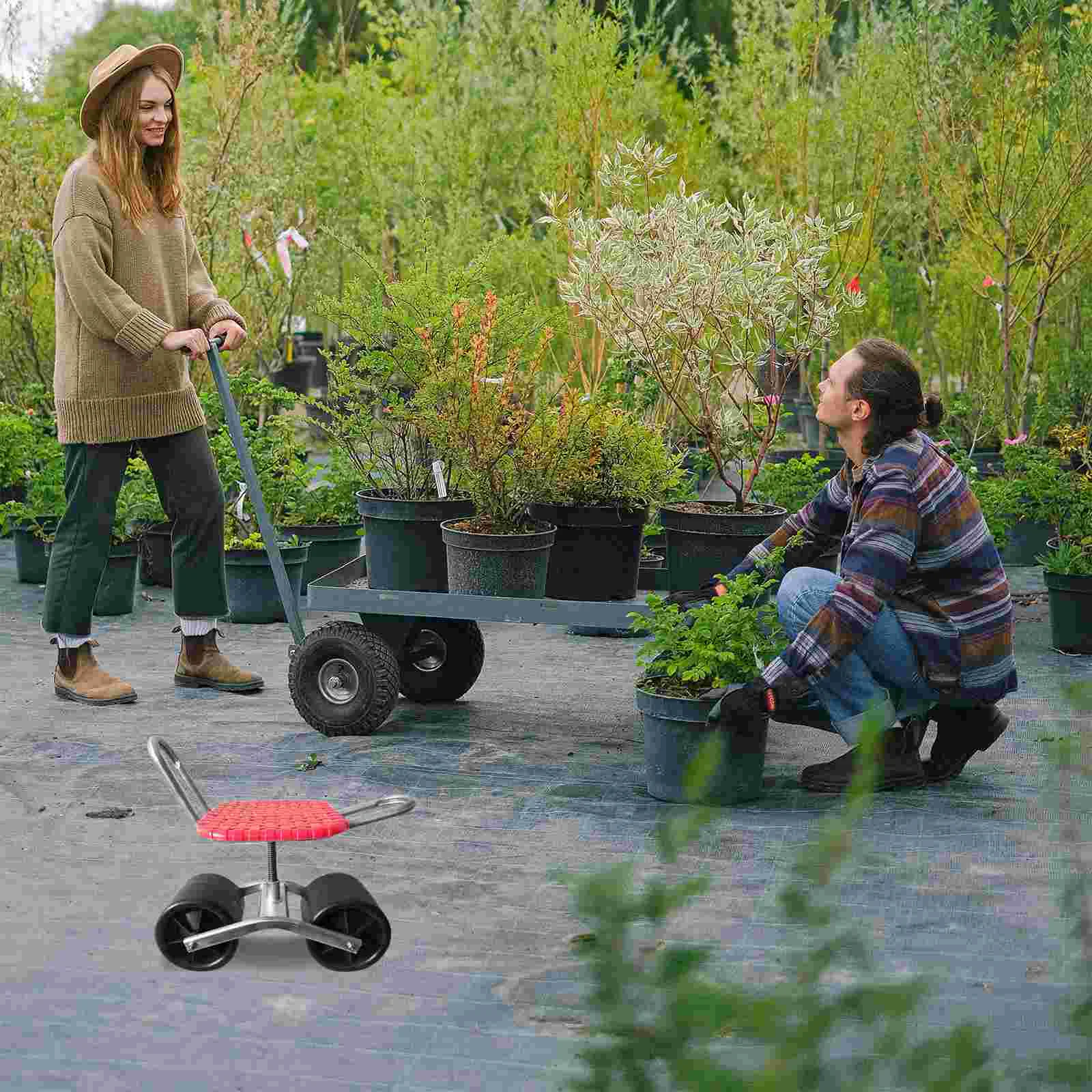 Garden Stool Wheel Chair Stool Garden Seat Wheel Rolling Seat Weeding Gardening Repair